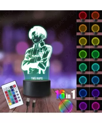Lampka Nocna 3D LED LAMP Atak Tytanów Levi
