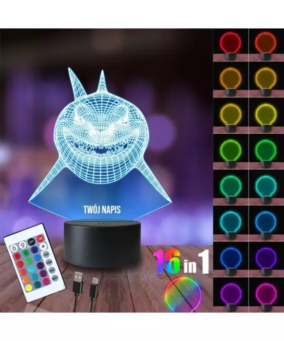 Lampka Nocna 3D LED LAMP Rekin Gdzie Jest Nemo