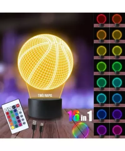 Lampka Nocna 3D LED LAMP Piłka Koszykówka