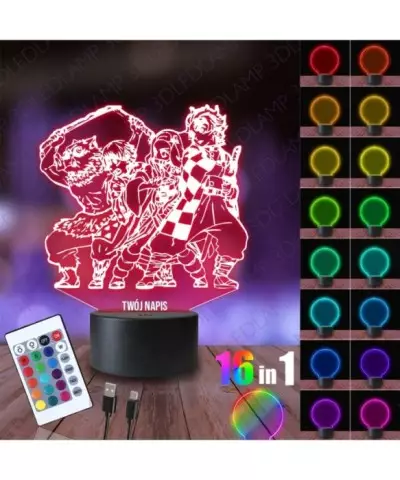 Lampka Nocna 3D LED LAMP Demon Slayer Bohaterowie