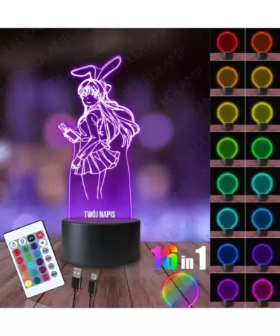 Lampka Nocna 3D LED LAMP Mai Sakurajima