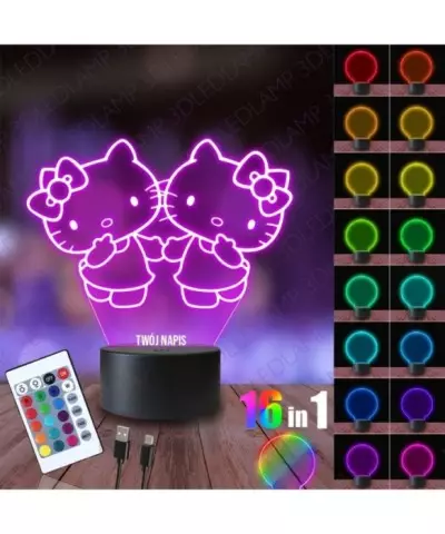 Lampka Nocna 3D LED LAMP Hello Kitty Siostry