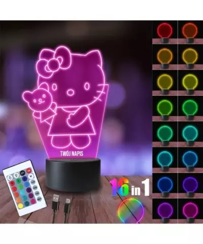 Lampka Nocna 3D LED LAMP Hello Kitty Miś