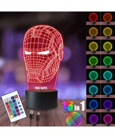 Lampka Nocna 3D LED LAMP Iron Man Hełm