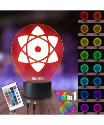 Lampka Nocna 3D LED LAMP Sasuke Znak Naruto