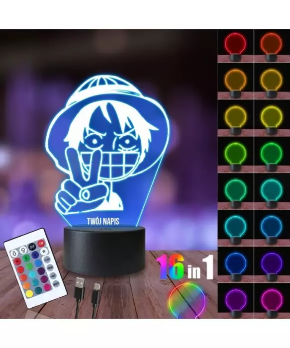 Lampka Nocna 3D LED LAMP Monkey D. Luffy One Piece Anime
