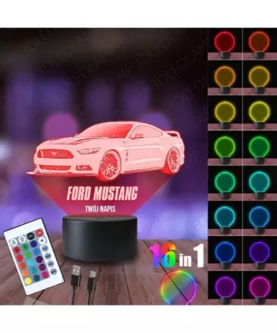 Lampka Nocna 3D LED LAMP Ford Mustang