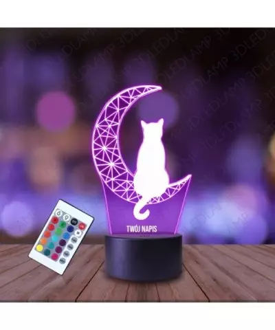 Lampka Nocna 3D LED LAMP Kot Na Księżycu