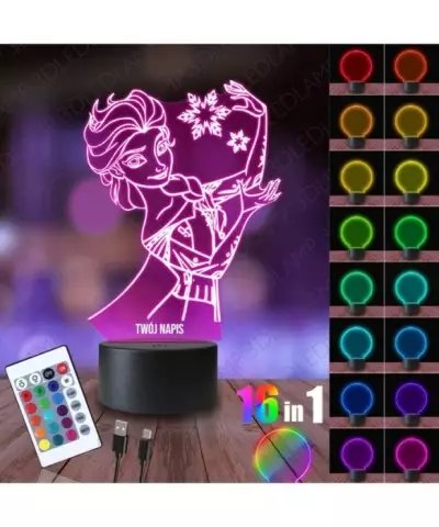 Lampka Nocna 3D LED LAMP Kraina Lodu Elsa Czarująca