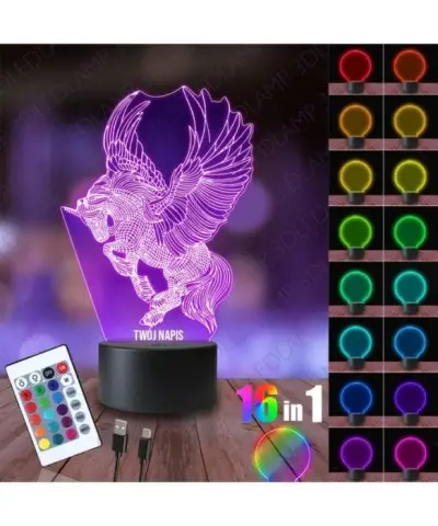 Lampka Nocna 3D LED LAMP Pegaz Skrzydła