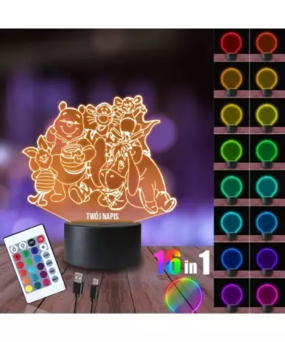 Lampka Nocna 3D LED LAMP Kubuś Puchatek i Przyjaciele