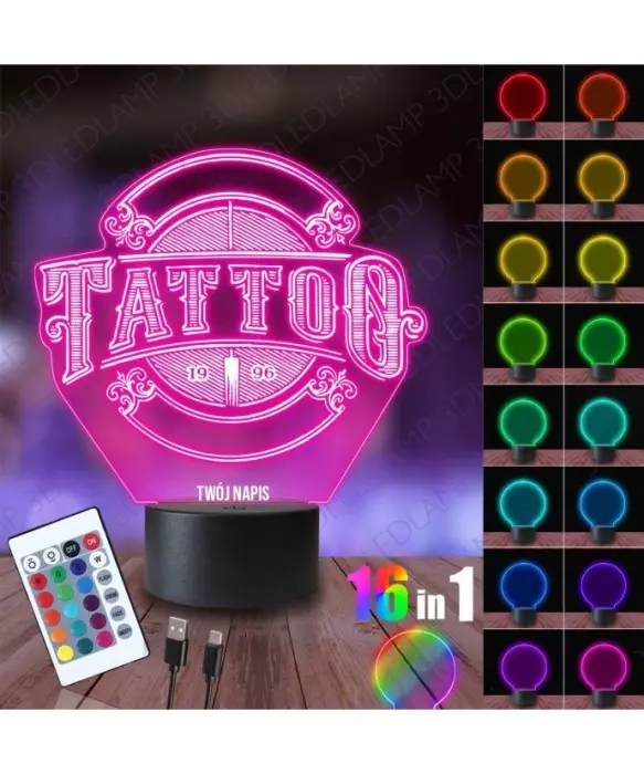 Lampka Nocna 3D LED LAMP Studio Tatuażu