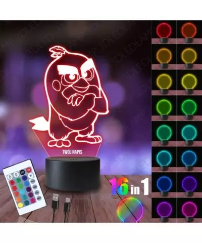 Lampka Nocna 3D LED LAMP Angry Birds Czerwony