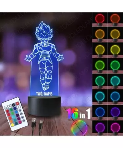Lampka Nocna 3D LED LAMP Vegeta Dragon Ball Moc