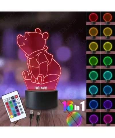 Lampka Nocna 3D LED LAMP Kubuś Puchatek Miś
