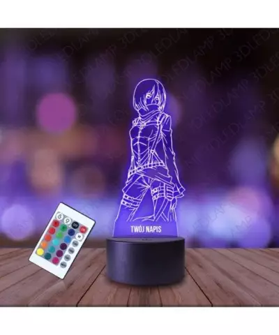 Lampka Nocna 3D LED LAMP Atak Tytanów Mikasa