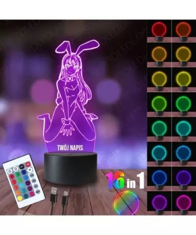 Lampka Nocna 3D LED LAMP Mai Waifu Seishun Sakurajima Bunny