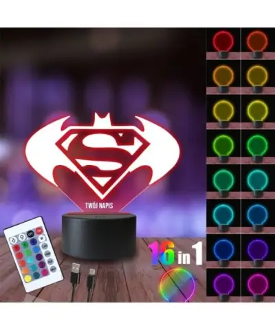 Lampka Nocna 3D LED LAMP Superman Batman