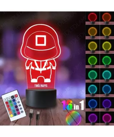 Lampka Nocna 3D LED LAMP Squid Game Kwadrat