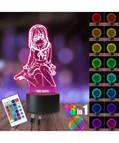 Lampka Nocna 3D LED LAMP Mai Waifu Mai Wakahara