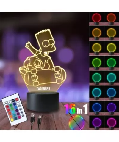 Lampka Nocna 3D LED LAMP Bart Simpson