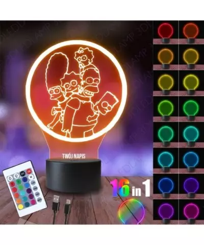 Lampka Nocna 3D LED LAMP Simpsonowie Rodzina
