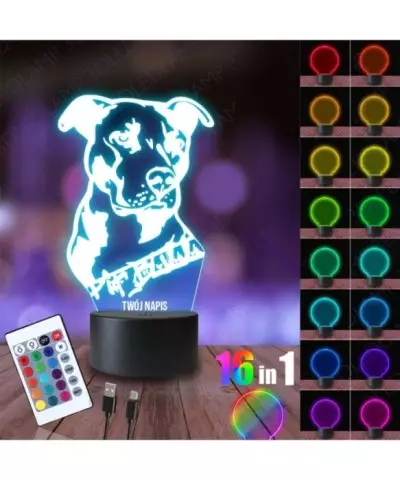 Lampka Nocna 3D LED LAMP Pies Pit Bull