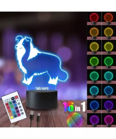 Lampka Nocna 3D LED LAMP Pies Owczarek Szkocki