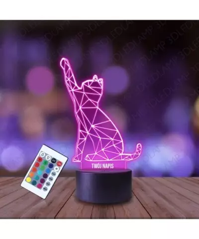 Lampka Nocna 3D LED LAMP Kotek Kot Geometryczny