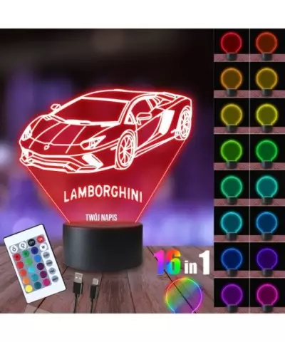 Lampka Nocna 3D LED LAMP Samochód Lamborghini