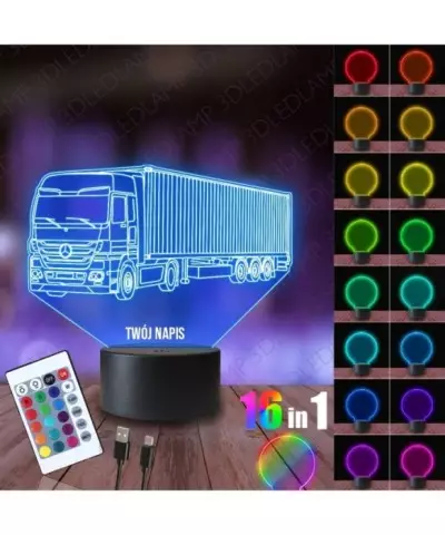 Lampka Nocna 3D LED LAMP Ciężarówka Tir Mercedes