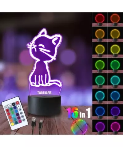 Lampka Nocna 3D LED LAMP Mały Kotek