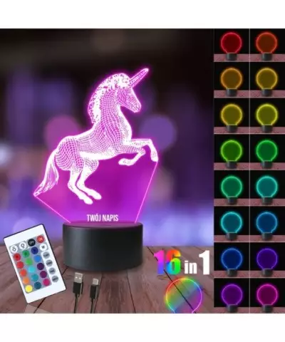 Lampka Nocna 3D LED LAMP Jednorożec Galop
