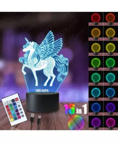 Lampka Nocna 3D LED LAMP Pegaz Jednorożec