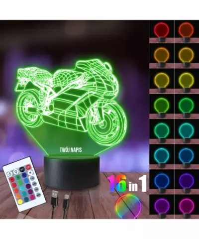 Lampka Nocna 3D LED LAMP Motor Wyścigowy