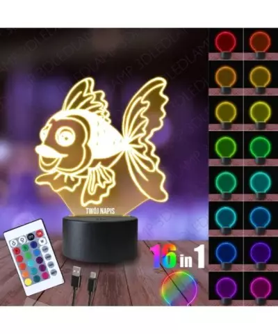 Lampka Nocna 3D LED LAMP Złota Rybka