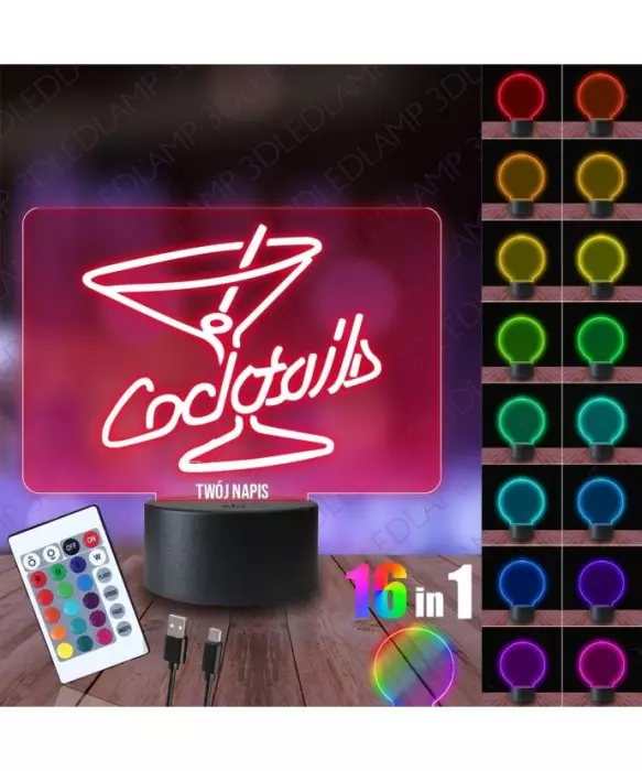 Lampka Nocna 3D LED LAMP Drink Bar Restauracja