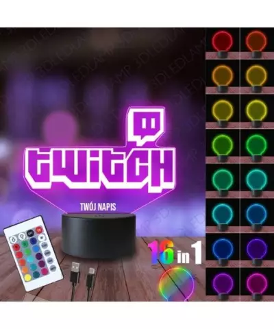 Lampka Nocna 3D LED LAMP Twitch Logo