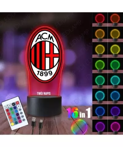 Lampka Nocna 3D LED LAMP z Nadrukiem AC Milan