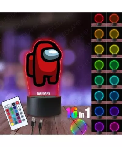 Lampka Nocna 3D LED LAMP z Nadrukiem Among Us