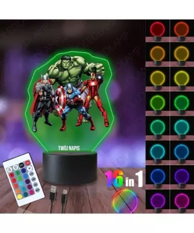 Lampka Nocna 3D LED LAMP z Nadrukiem Avengers
