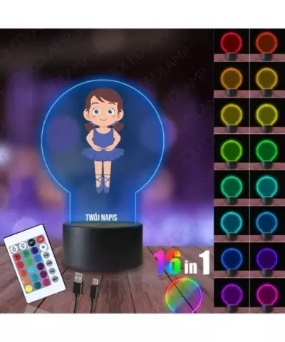 Lampka Nocna 3D LED LAMP z Nadrukiem Baletnica Niebieska