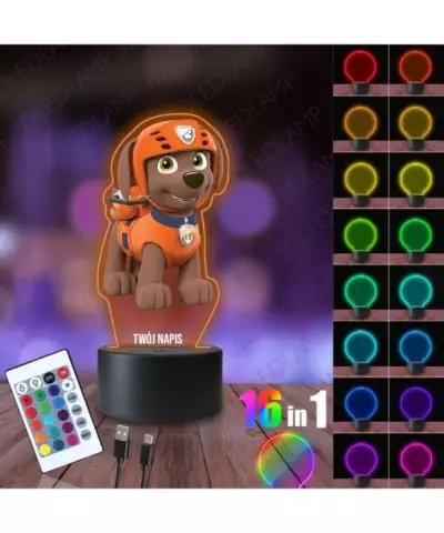 Lampka Nocna 3D LED LAMP z Nadrukiem Psi Patrol Zuma