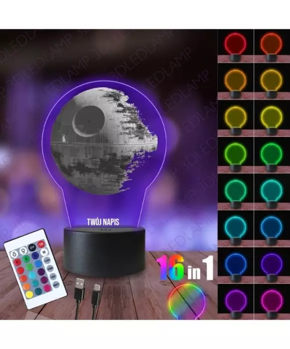 Lampka Nocna 3D LED LAMP z Nadrukiem Gwiazda Śmierci
