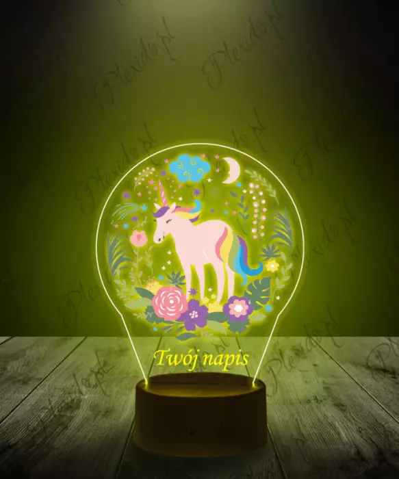lampka_led_3d_plexido_z_nadrukiem_jednorożec_kwiaty