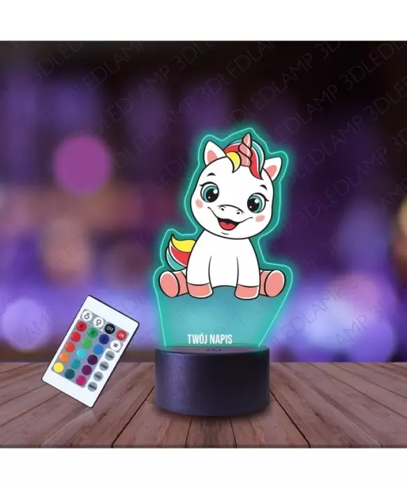 Lampka Nocna 3D LED LAMP z Nadrukiem Jednorożec