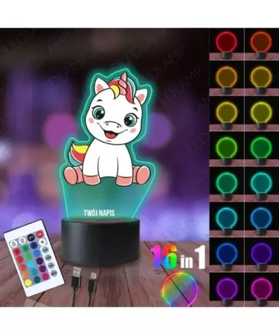 Lampka Nocna 3D LED LAMP z Nadrukiem Jednorożec