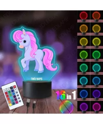 Lampka Nocna 3D LED LAMP z Nadrukiem Kucyk