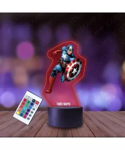 Lampka Nocna 3D LED LAMP z Nadrukiem Kapitan Ameryka