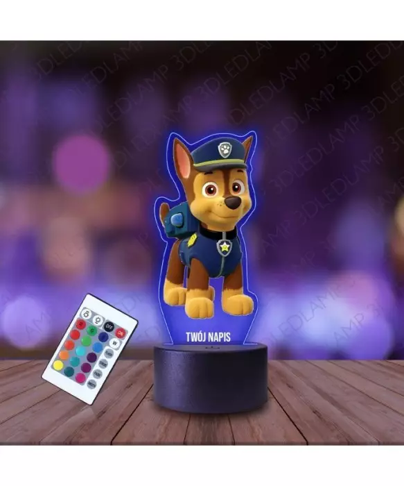 Lampka Nocna 3D LED LAMP z Nadrukiem Psi Patrol Chase